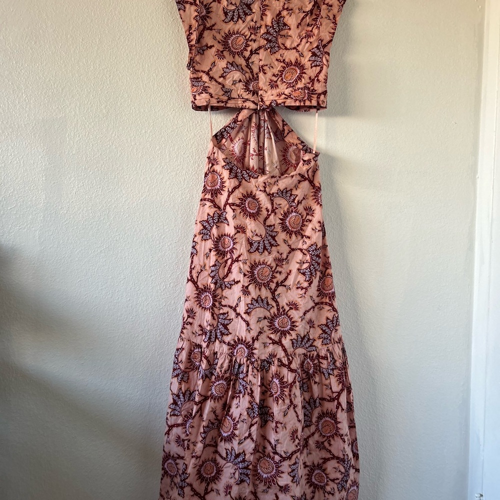 A.L.C Alexandria Pink Floral Printed CutOut Midi Dress Size 4 - Picture 6 of 10